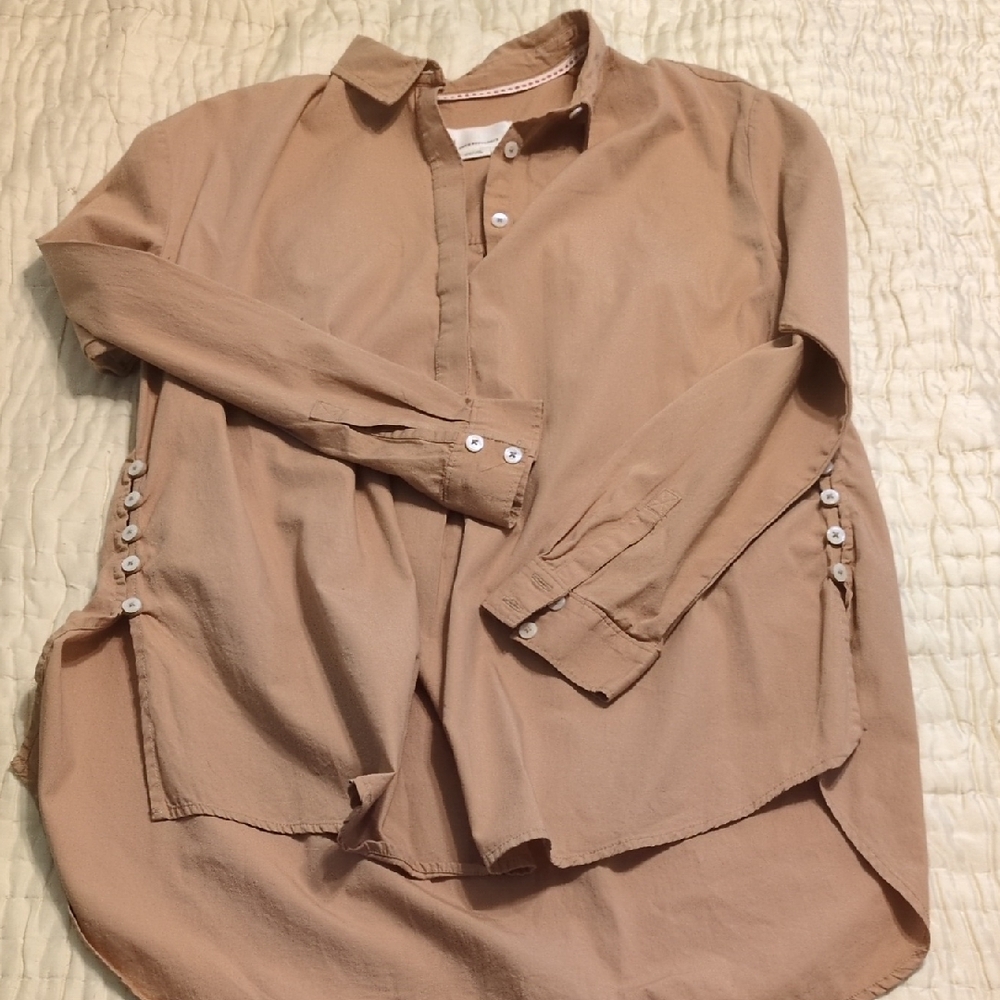 Anthropologie Light Brown Button-Down Shirt